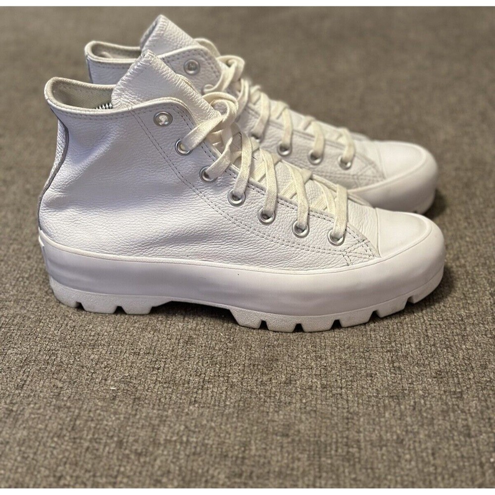 Converse Chuck Taylor All Star Women’s Size 8 White Lugged Leather High Shoes